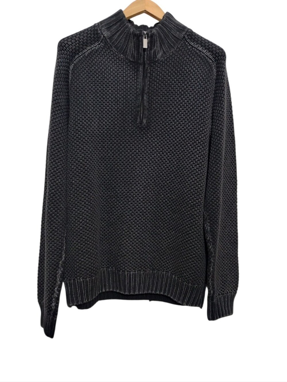 Overland Mens XL 1/4 Zip Sweater Fisherman Pullover Cotton Hobo Grunge Chunky